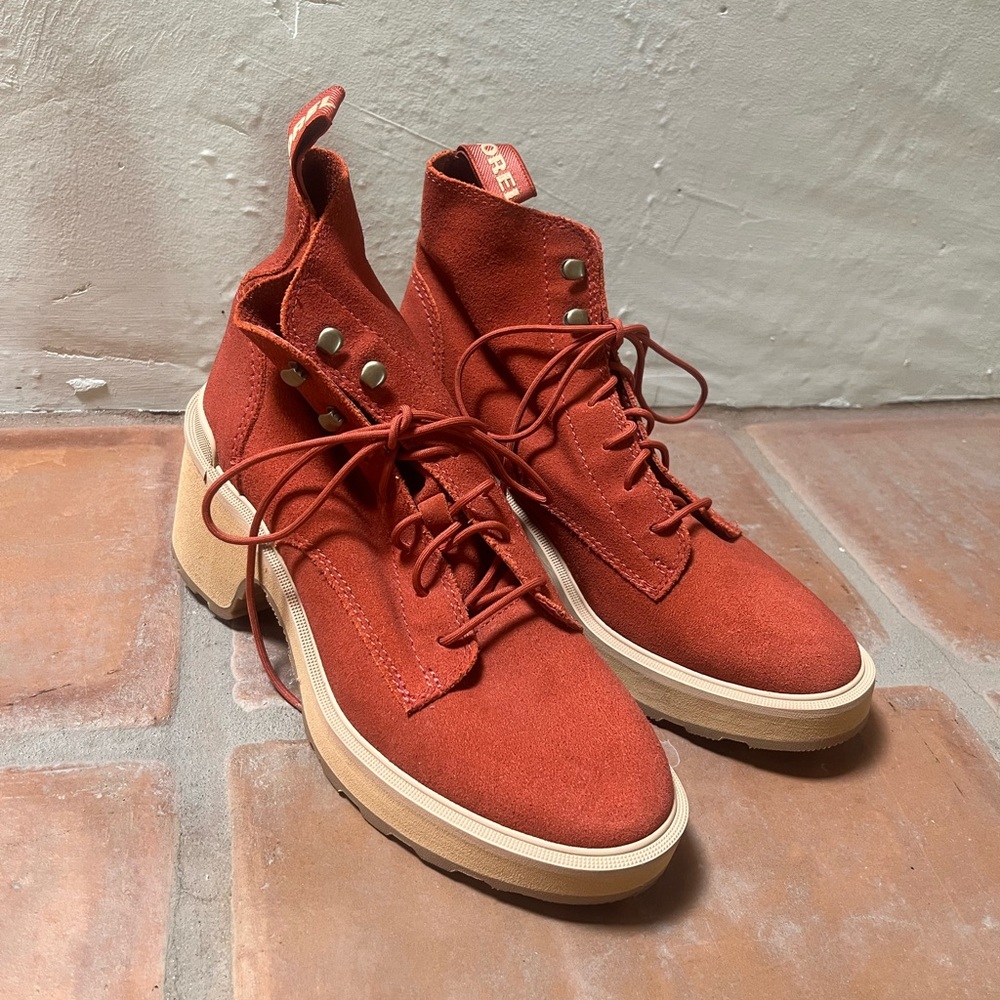 Sorel Suede Lace Up Boots with Chunky Heel